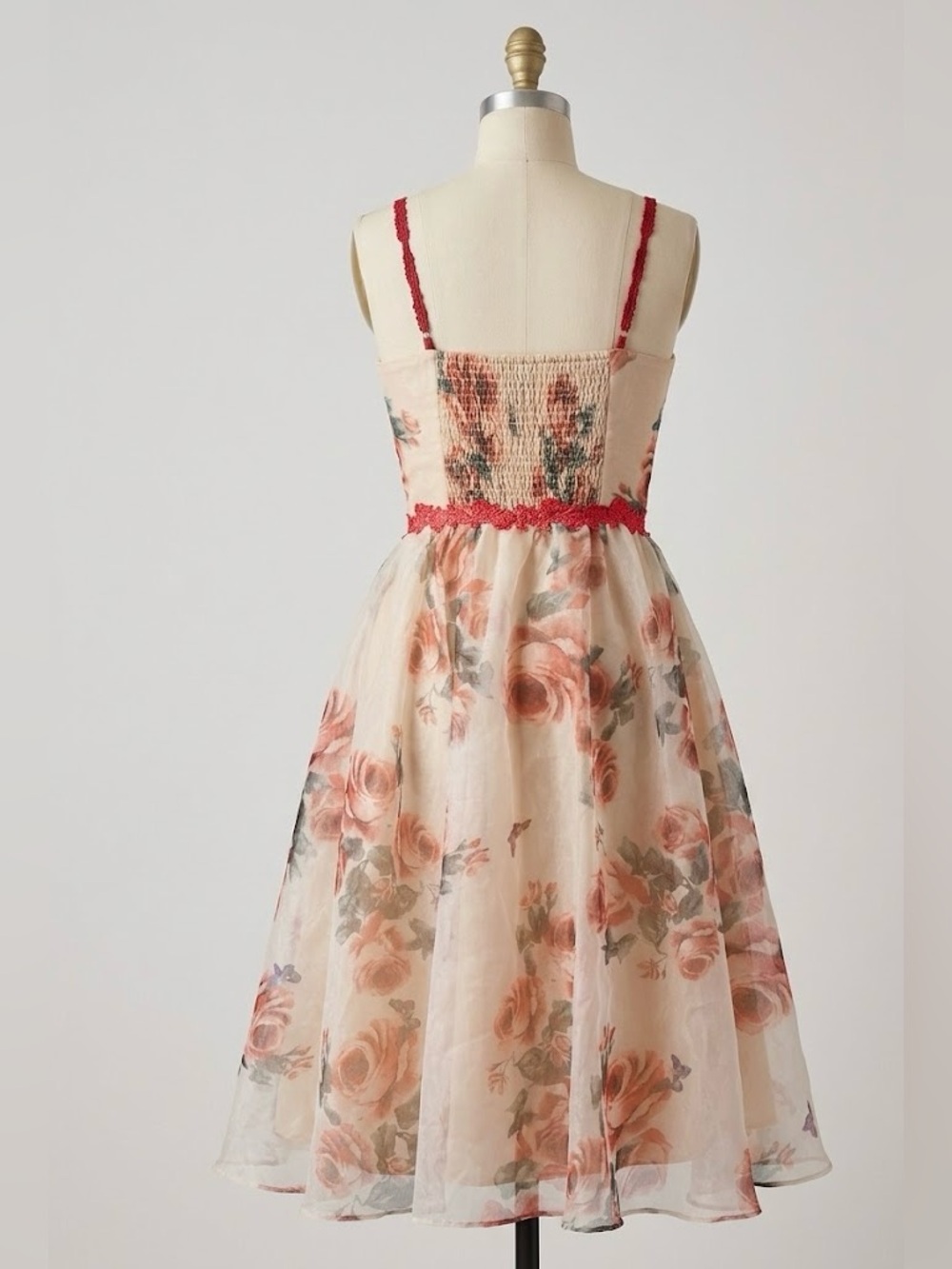 ✨ Gorgeous Lu Ulla Romantic Floral Organza Midi Dress ✨ Tea Dress in Blush Rose - Picture 4 of 5